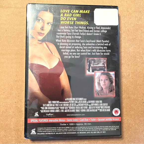 NEW DVD Kate's Addiction (1999) Kari Wuhrer, Farrah Forke, Matthew Porretta - Picture 2 of 2